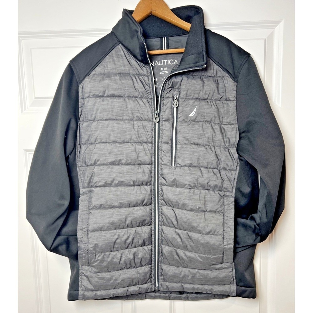 Nautica Men's Soft Shell Puffer Jacket Medium  Water & Wind Resistant Stretch
